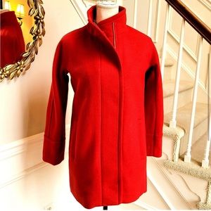 - J Crew Petite 0 standing collar red jacket coat NWT